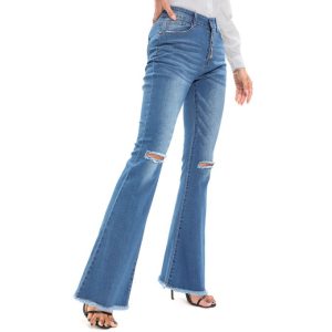 ASHION Women’s High-Waist Bell-Bottom Denim Jeans